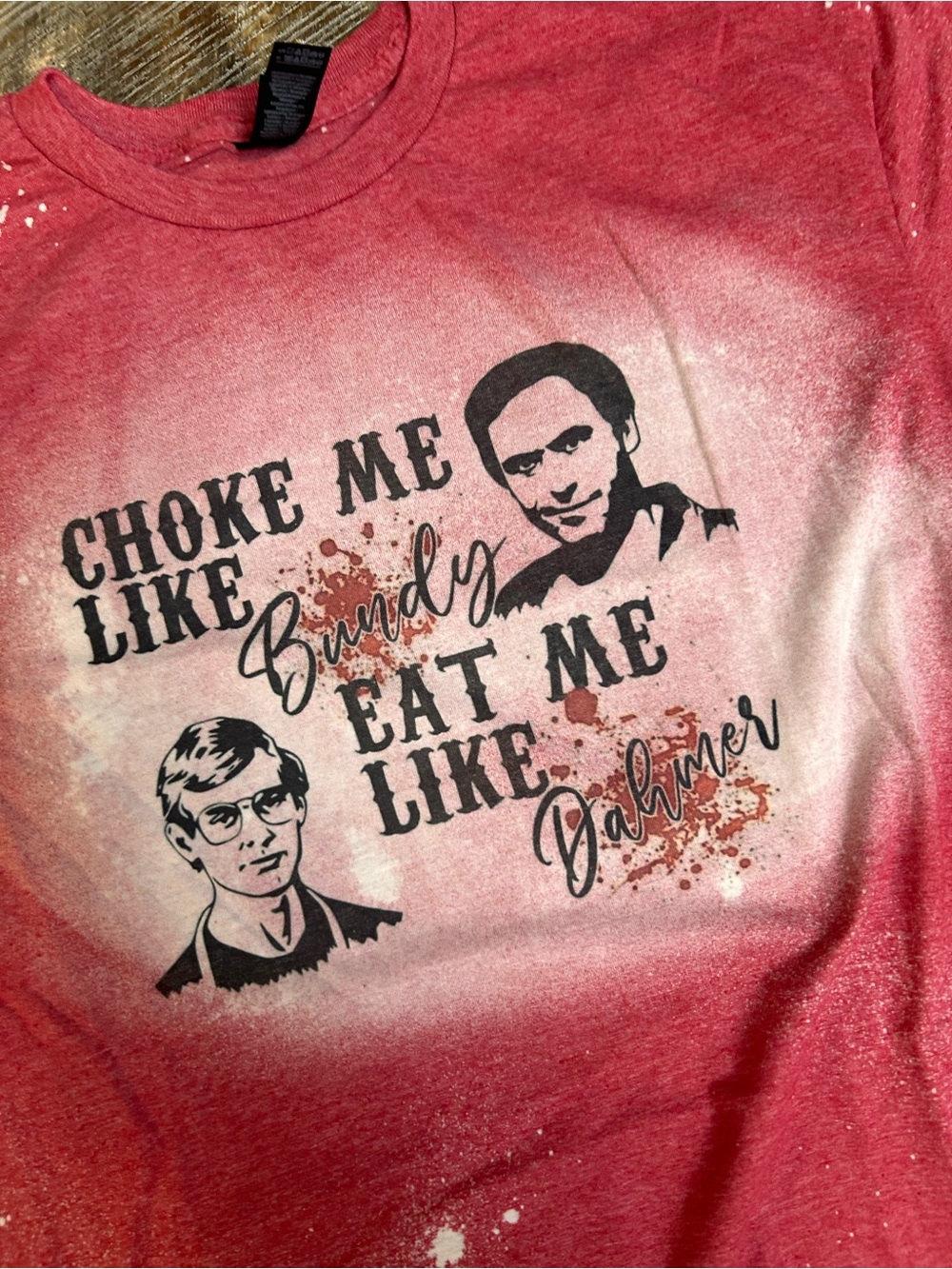 Gildan Red Graphic Tee with Black True Crime Portraits